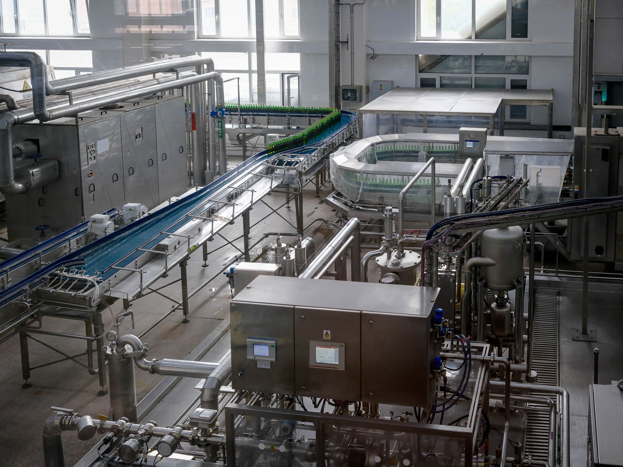 Modern automated bottling facility interior